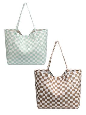 NWT Seafoam or Latte Checker Corduroy Tote Bag – Buyers Choice | No Brand